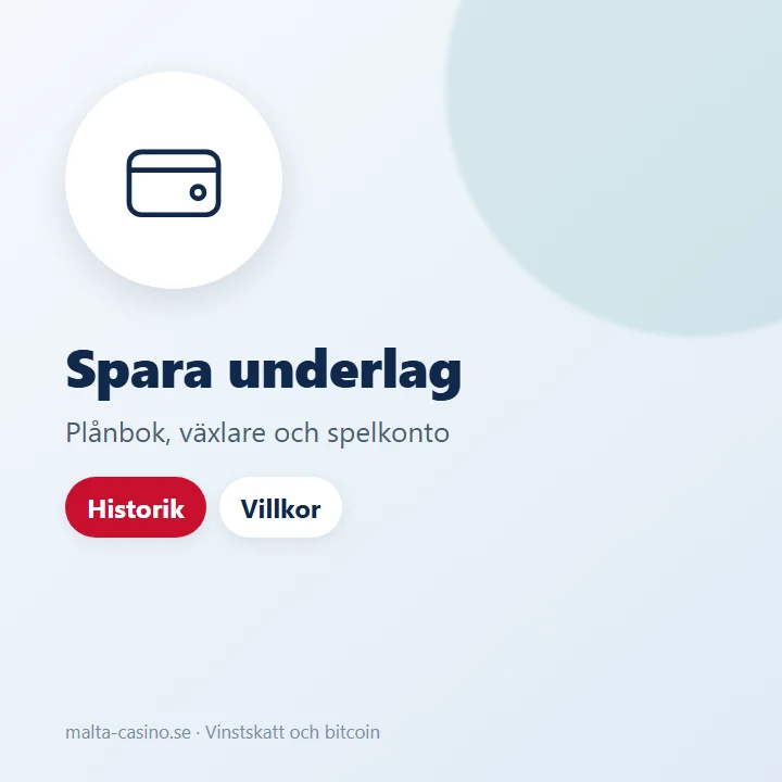 Illustration: transaktionshistorik från plånbok, växlare och spelkonto sparas som underlag