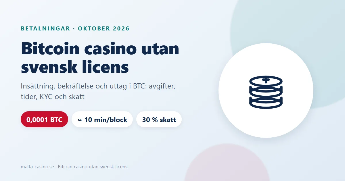 Illustration: bitcoin casino utan svensk licens, insättning, bekräftelse och uttag i BTC