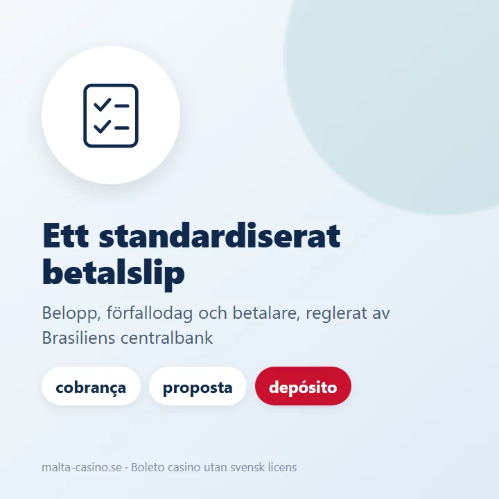 Illustration: ett boleto, ett standardiserat betalslip med belopp, förfallodag och streckkod
