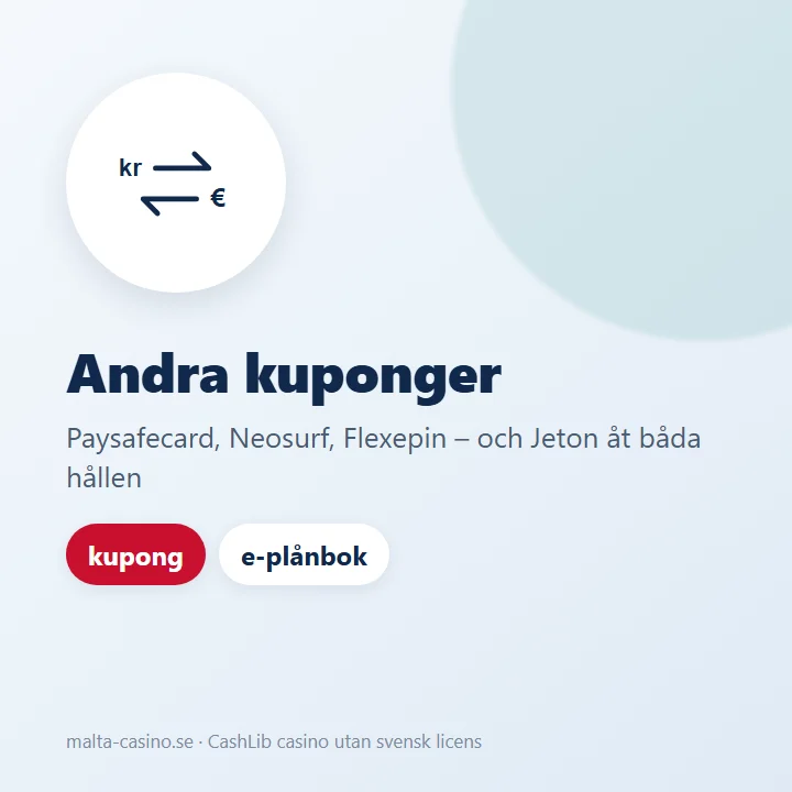 Illustration: Paysafecard, Neosurf, Flexepin och Jeton som alternativ till CashLib