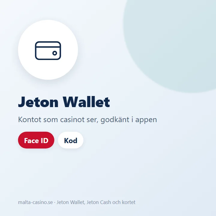 Illustration: Jeton Wallet med saldo i flera valutor och godkännande i appen