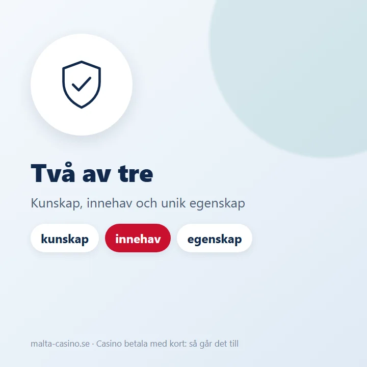 Illustration: 3-D Secure, två av tre faktorer – kunskap, innehav och unik egenskap