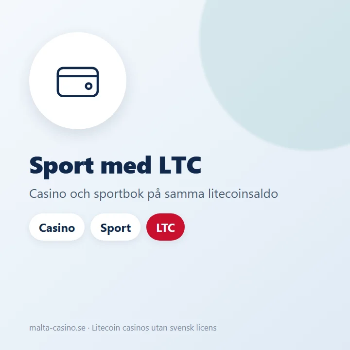Illustration: casino och sportbok på samma konto med saldo i litecoin
