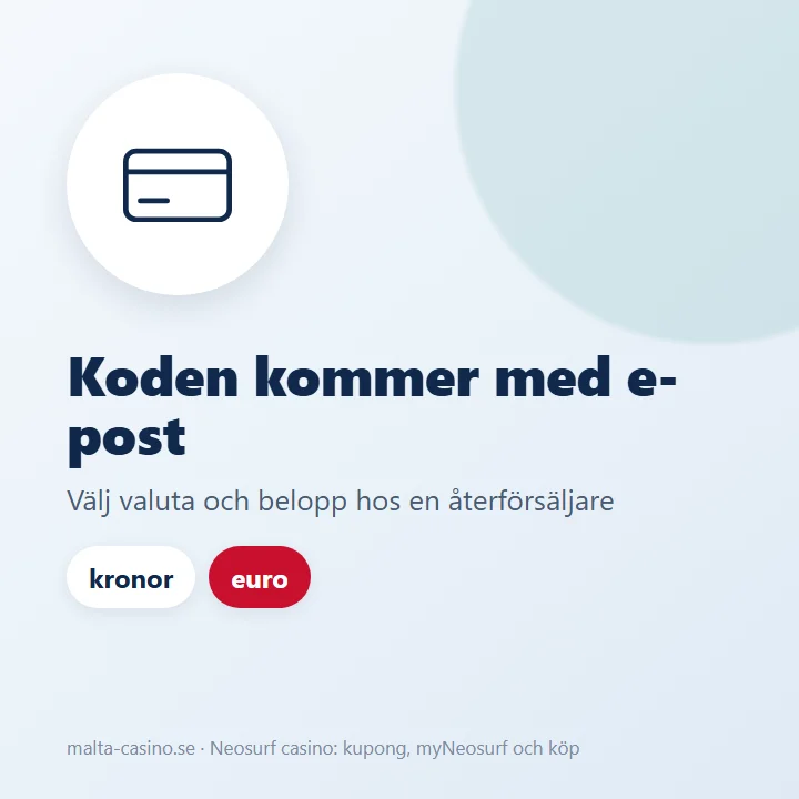 Illustration: en Neosurf-kod köps online och kommer med e-post