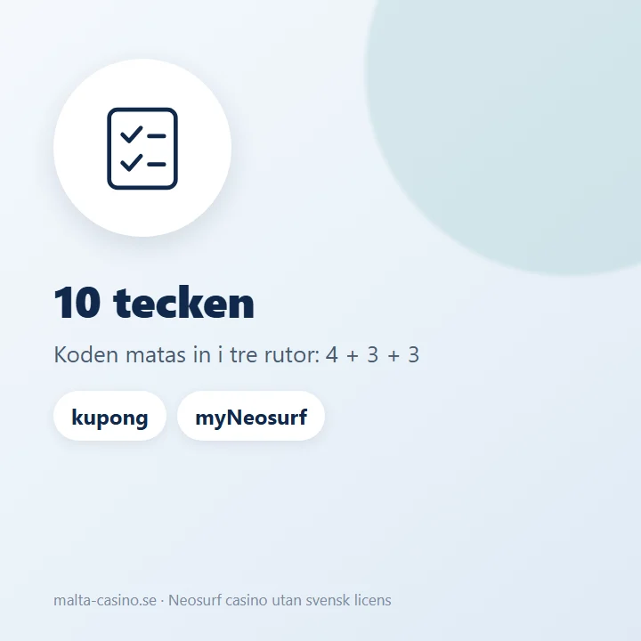 Illustration: en Neosurf-kod har 10 tecken som matas in i tre rutor