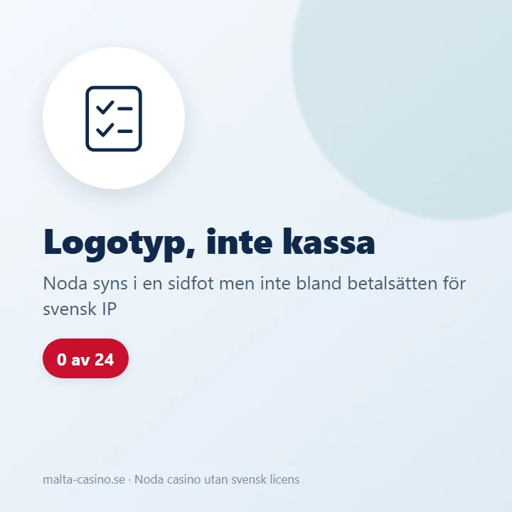 Illustration: Noda syns som logotyp i en sidfot, men inte i kassan för svensk IP
