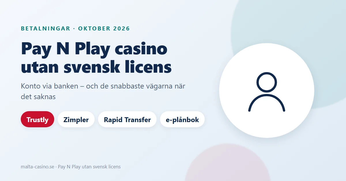 Illustration: Pay N Play casino utan svensk licens – konto via banken och alternativen Trustly, Zimpler och Rapid Transfer