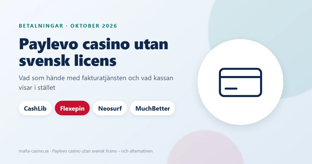Illustration: Paylevo casino utan svensk licens och alternativen CashLib, Flexepin, Neosurf och MuchBetter