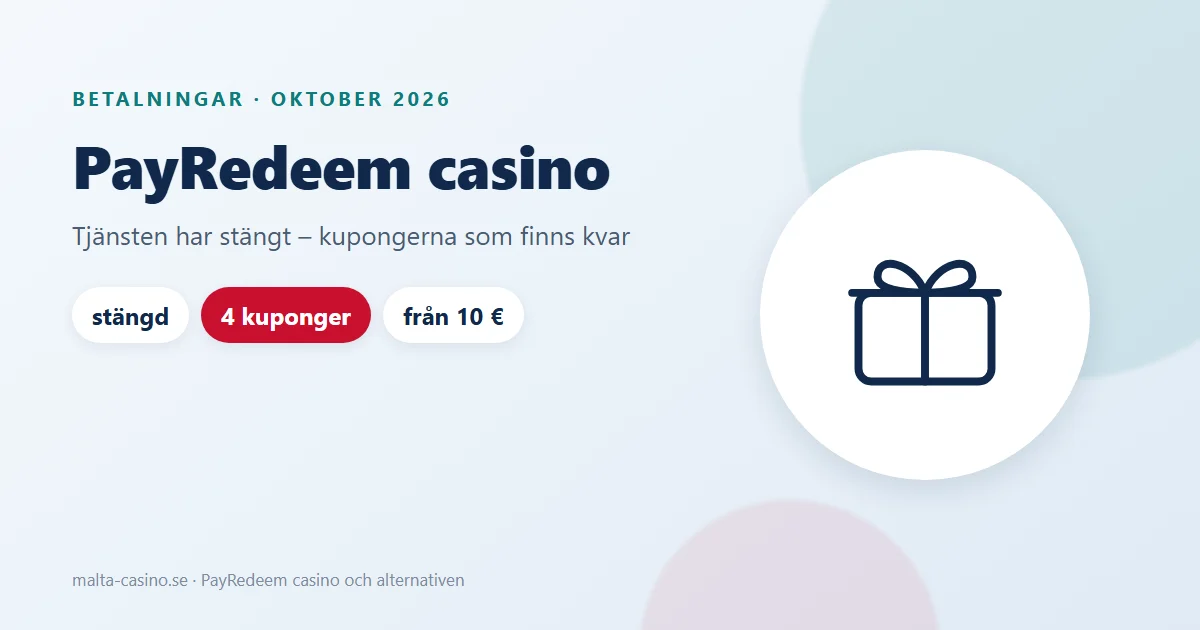 Illustration: PayRedeem casino, en stängd betaltjänst och kupongerna som finns kvar