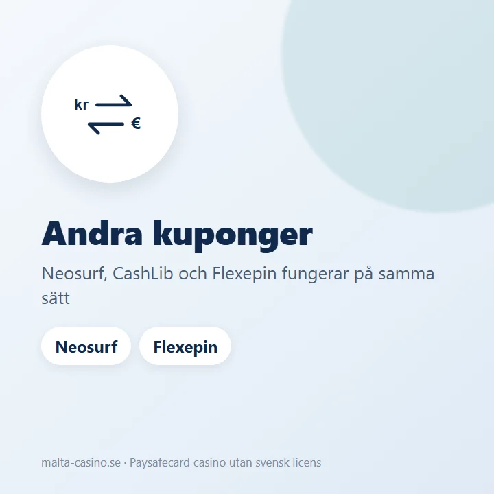 Illustration: Neosurf, CashLib och Flexepin är andra förbetalda kuponger