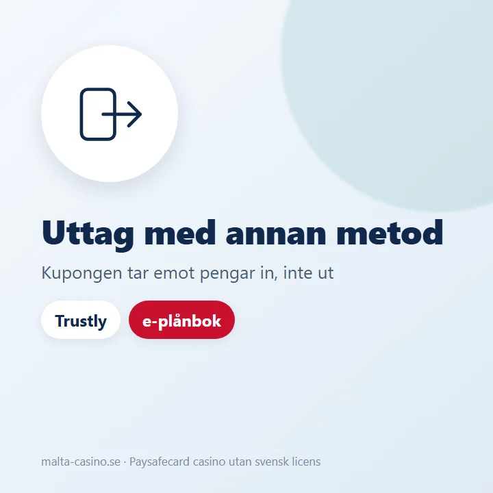 Illustration: Paysafecard fungerar för insättning, uttaget går med en annan metod
