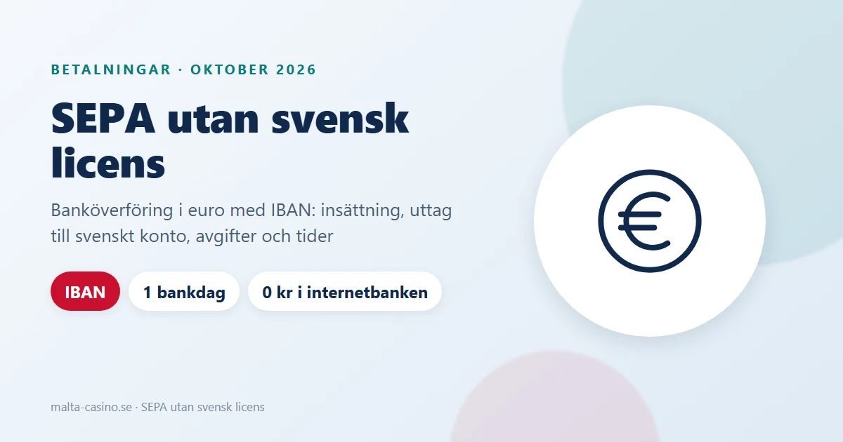 Illustration: SEPA utan svensk licens, banköverföring i euro med IBAN på en bankdag