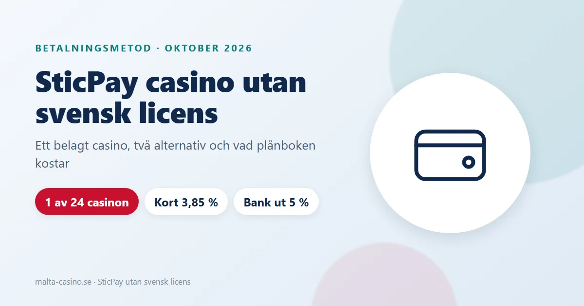 Illustration: SticPay casino utan svensk licens, e-plånboken mellan banken och casinot