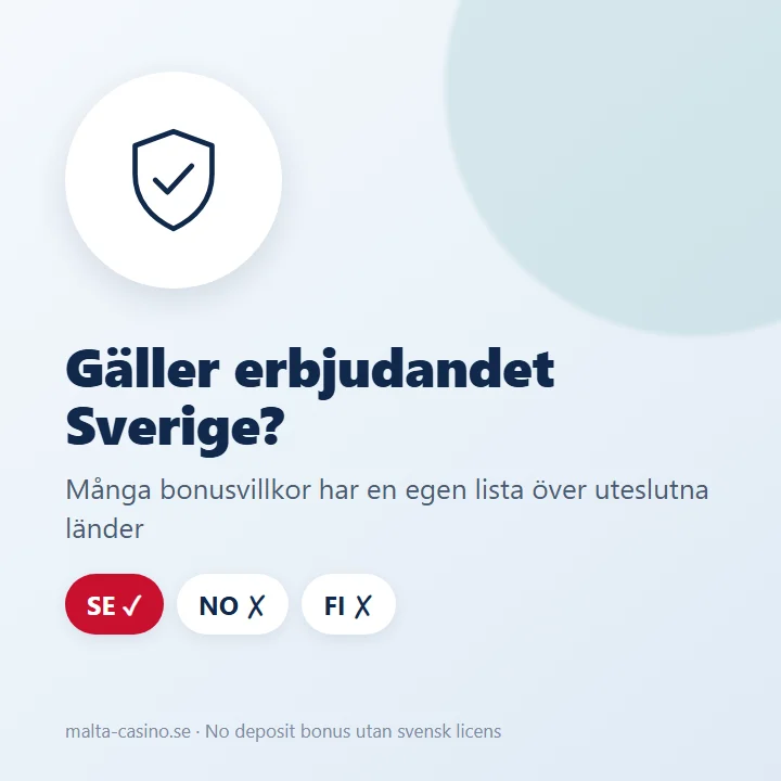Illustration: bonusvillkoren har en egen lista över uteslutna länder