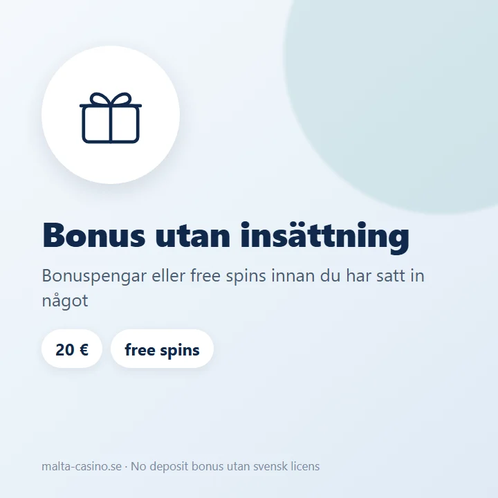 Illustration: bonus utan insättning är bonuspengar eller free spins innan första insättningen