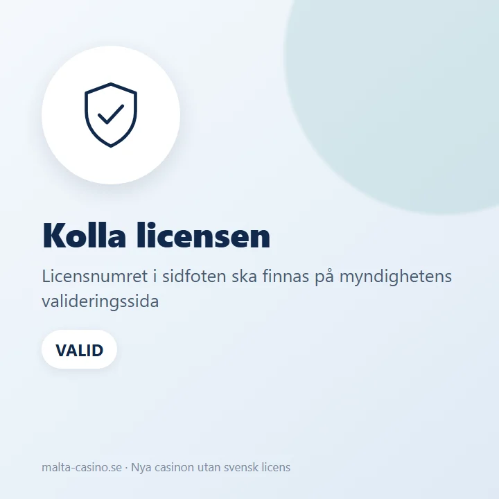 Illustration: licensnumret i sidfoten kontrolleras på valideringssidan