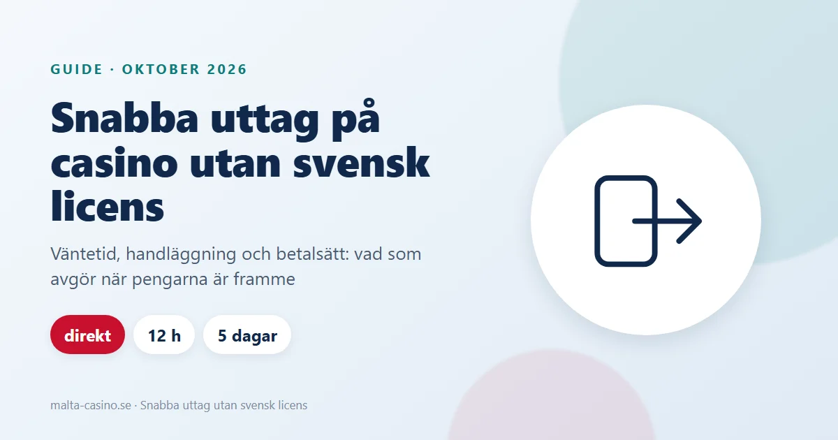 Illustration: snabba uttag på casino utan svensk licens, från direkt till 12 timmar