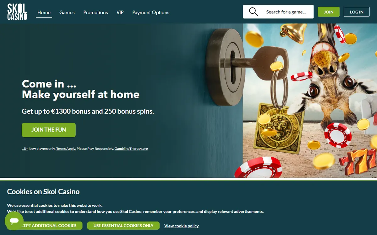 Startsidan hos Skol Casino